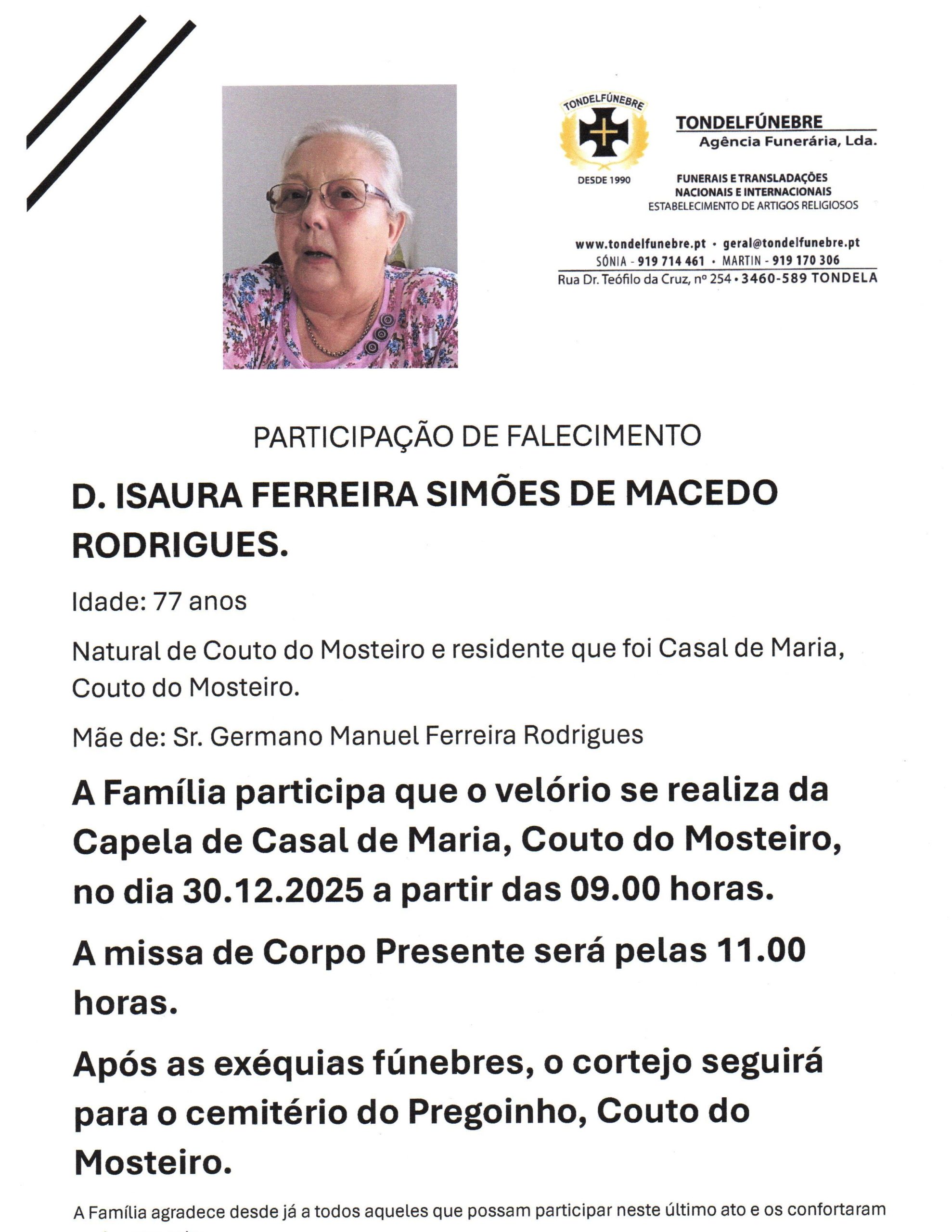 ISAURA FERREIRA SIMÕES DE MACEDO RODRIGUES