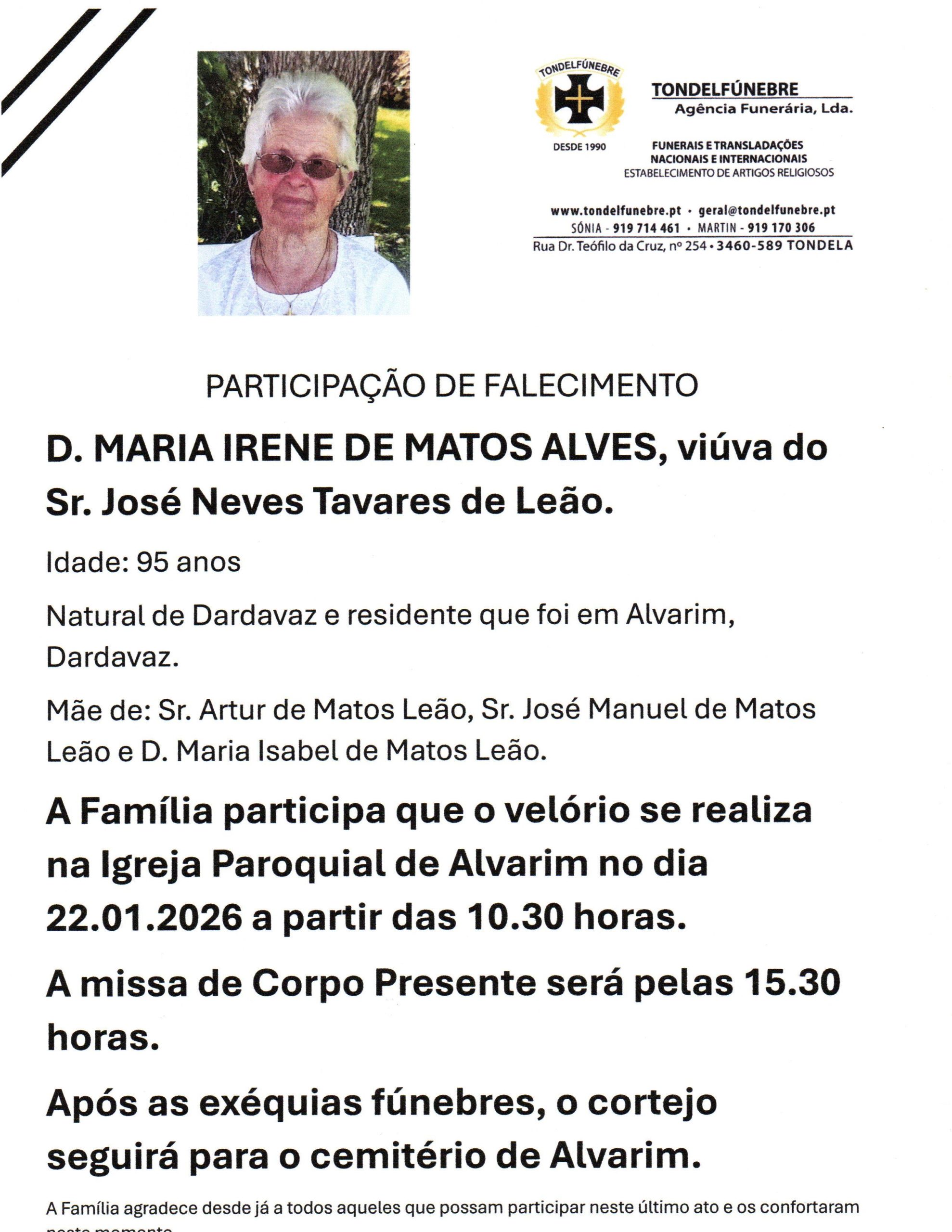MARIA IRENE DE MATOS ALVES