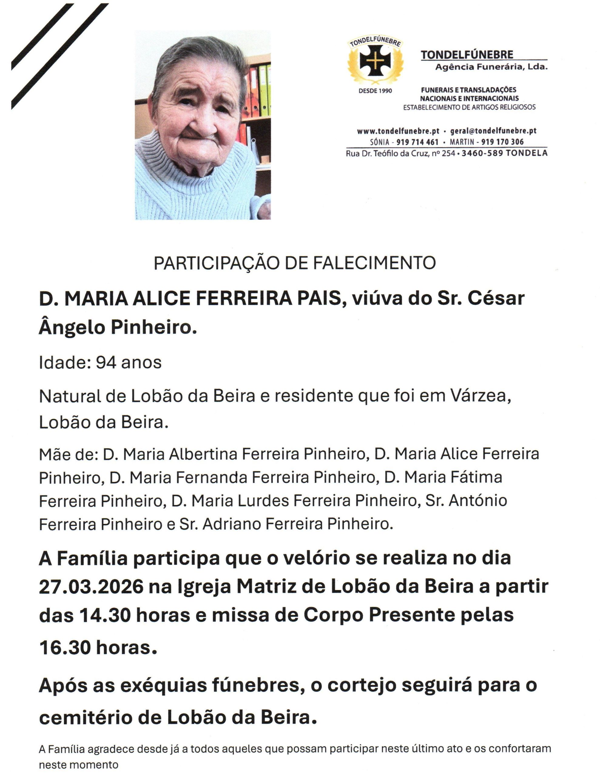 MARIA ALICE FERREIRA PAIS