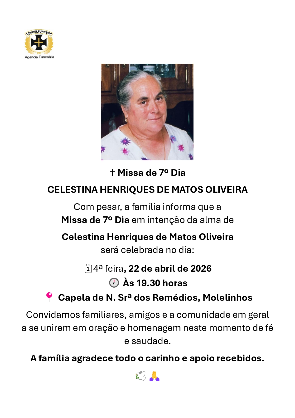 CELESTINA HENRIQUES DE MATOS OLIVEIRA