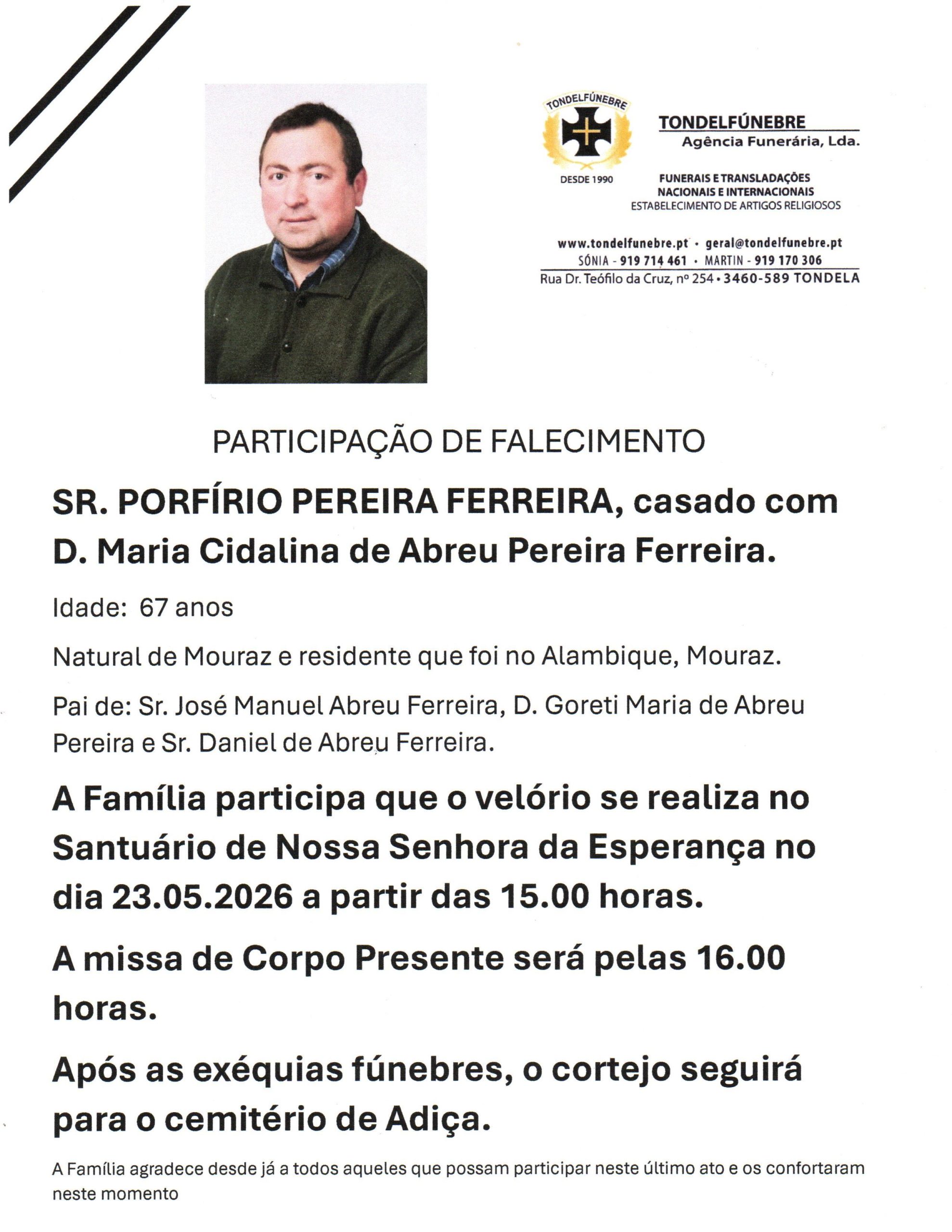 PORFÍRIO PEREIRA FERREIRA
