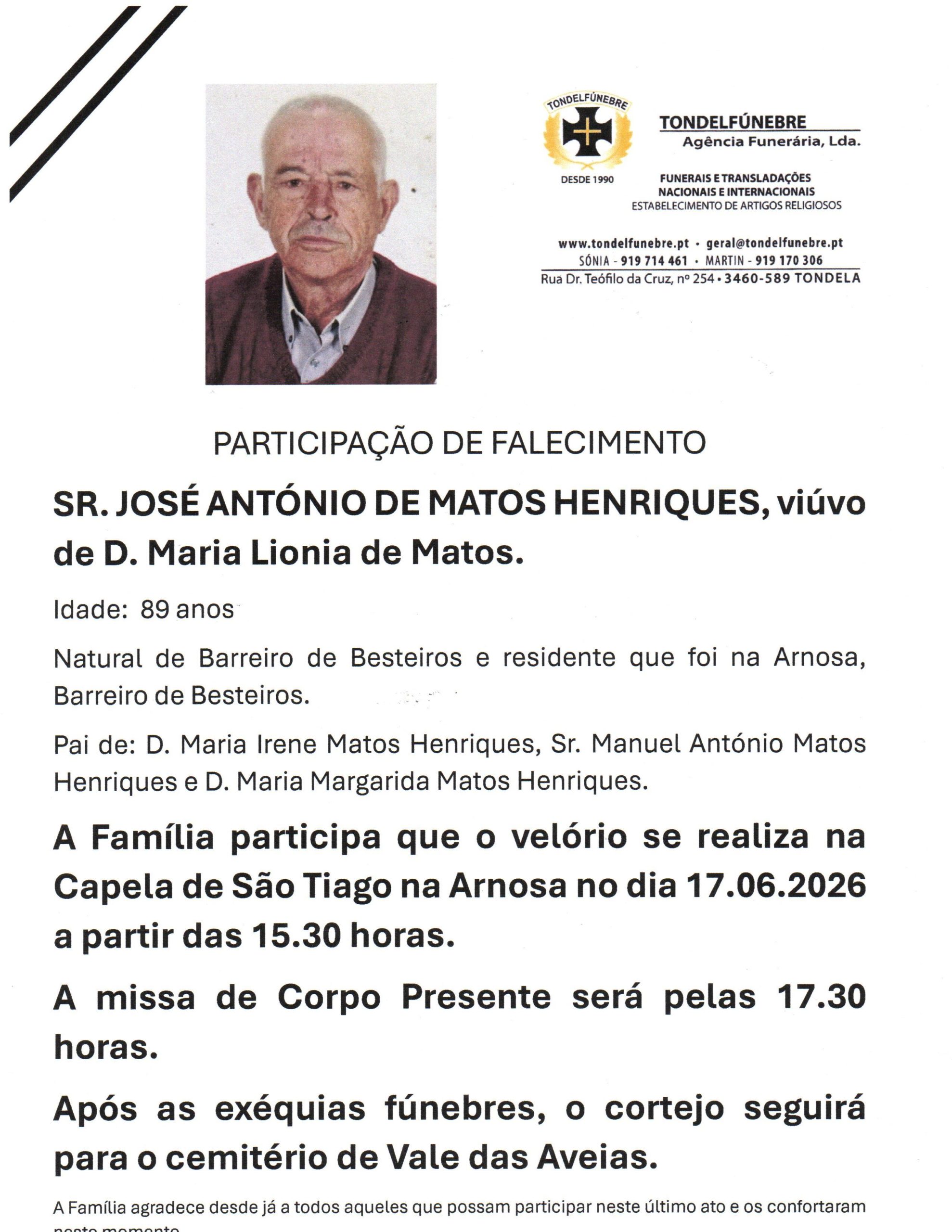 JOSÉ ANTÓNIO DE MATOS HENRIQUES
