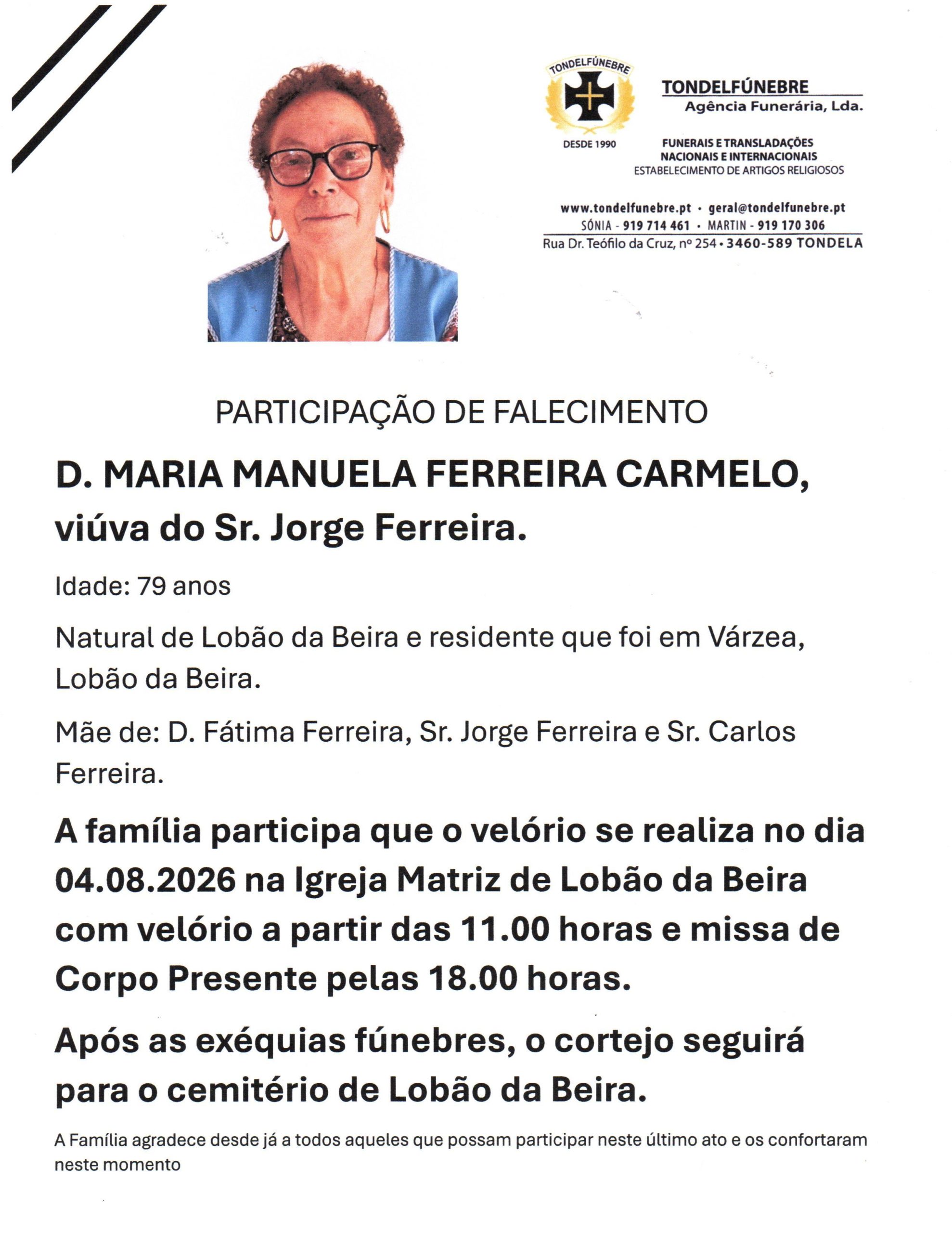 MARIA MANUELA FERREIRA CARMELO