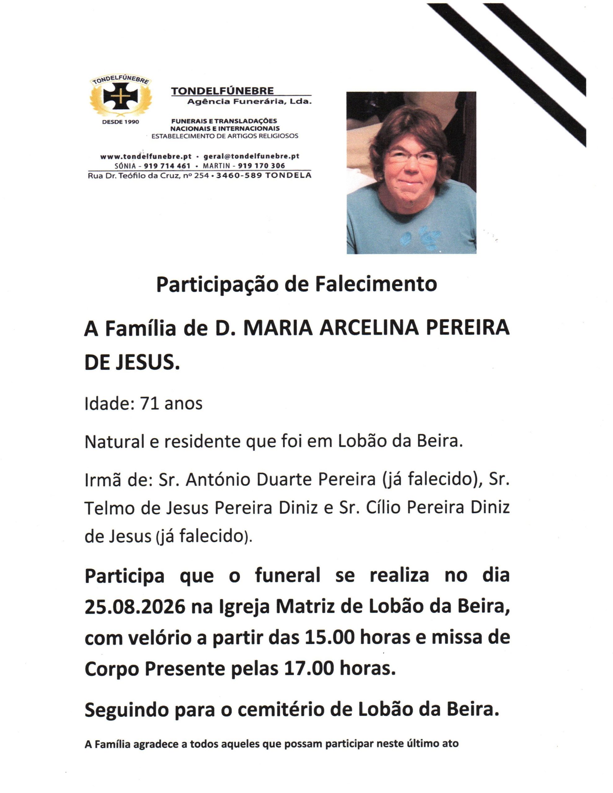 MARIA ARCELINA PEREIRA DE JESUS